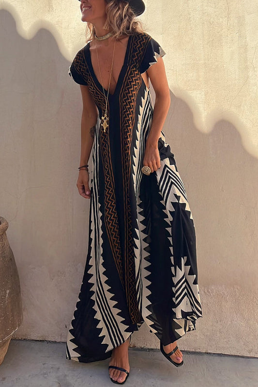 JO | Beach dates Ethno print maxi dress in A-line
