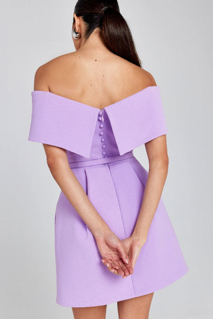 JO | Elegant Evening Lapel Bandeau Detachable Belt Pocketed Mini Dress