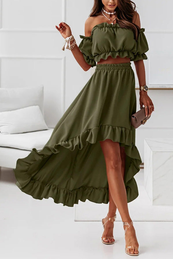 JO | Off-the-shoulder midi dress suit