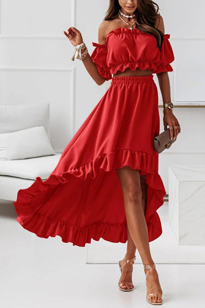 JO | Off-the-shoulder midi dress suit