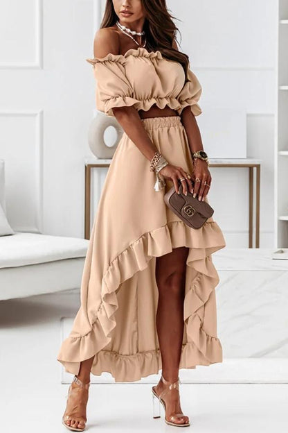 JO | Off-the-shoulder midi dress suit