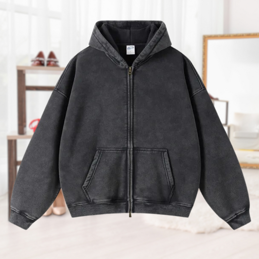 JO | Fashionable pullover with zipper and hood