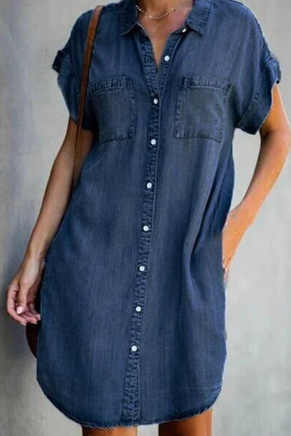 JO | short-sleeved denim midi dress