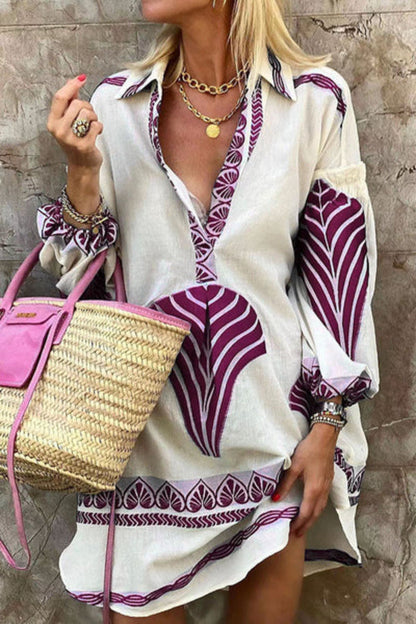 JO | Printed tunic shirt mini dress