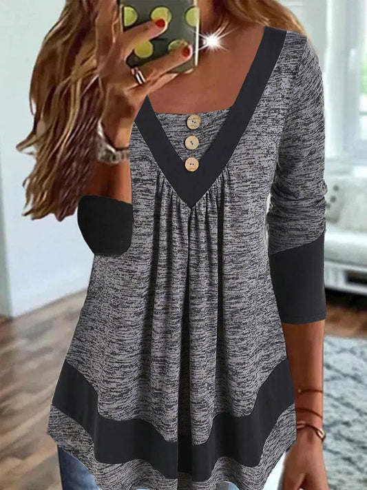 JO | Casual women's T-shirt with V-neck and pullover print