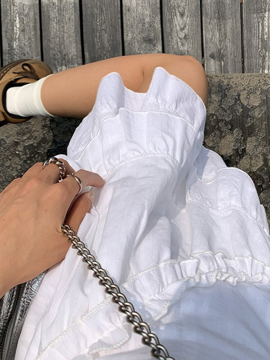 JO | White tiered ruffle mini dress