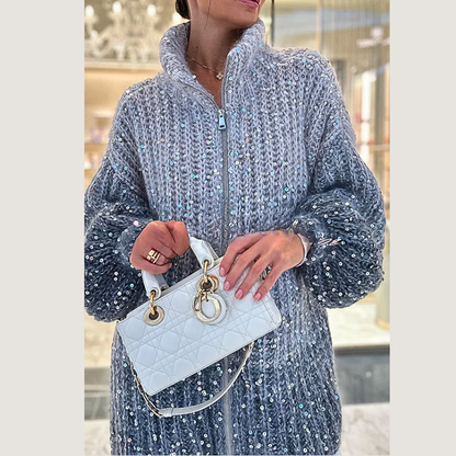 JO | Chic and shiny silk cardigan sweater