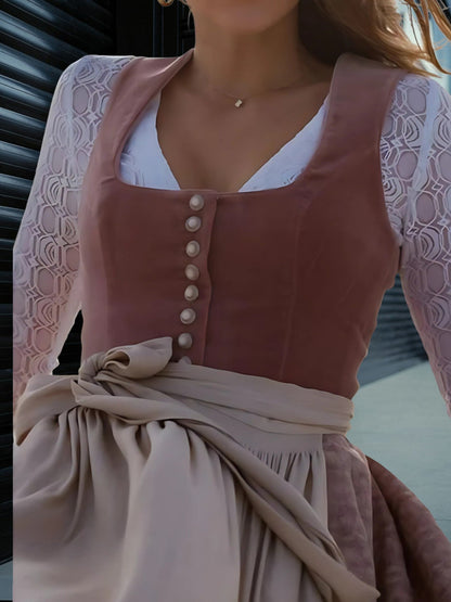JO | Bavarian midi dress for women with square neckline and sleeveless design
