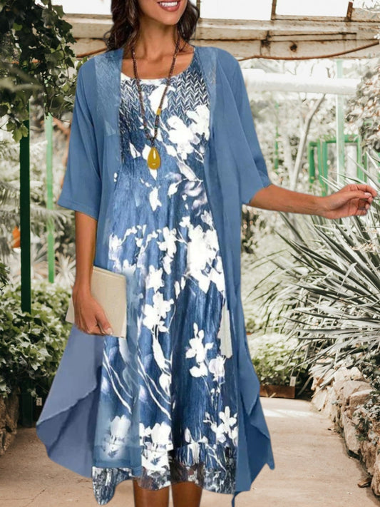 JO | floral mini dress with short sleeves and a tailored blazer style