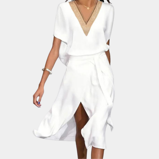 JO | Modern midi dresses with V-neck for women
