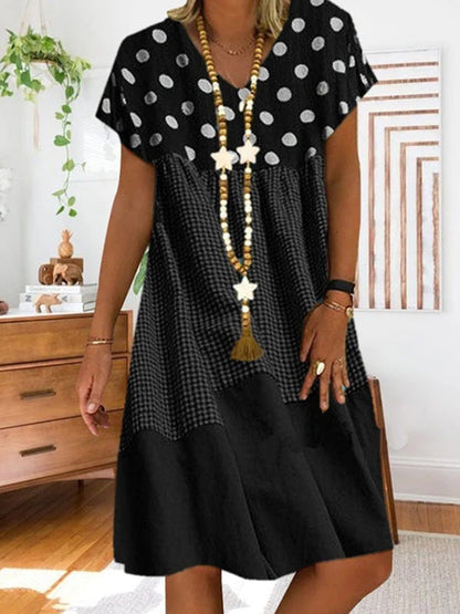 JO | Patchwork midi dress with check print