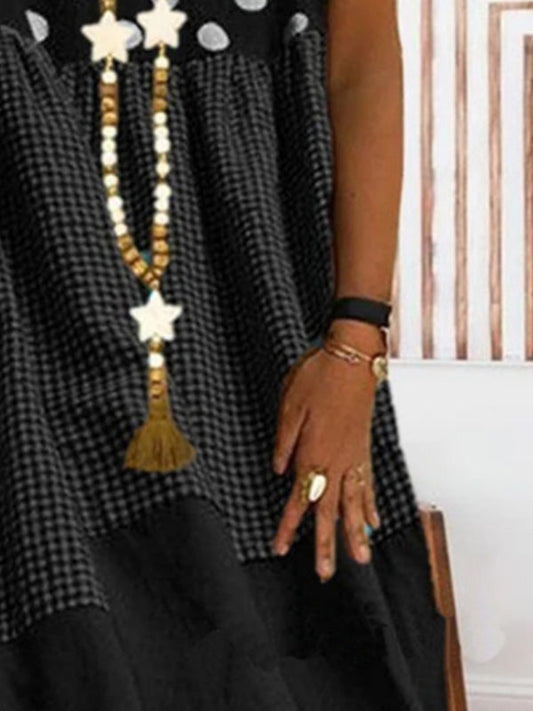 JO | Patchwork midi dress with check print