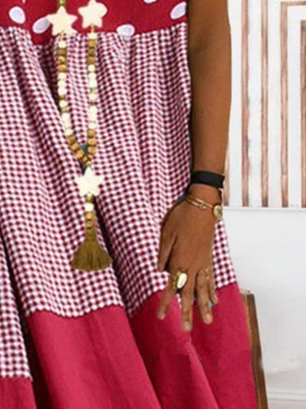 JO | Patchwork midi dress with check print