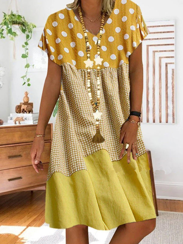 JO | Patchwork midi dress with check print