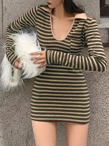 JO | Polo Striped long-sleeved mini dress
