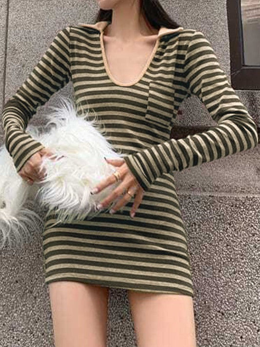 JO | Polo Striped long-sleeved mini dress