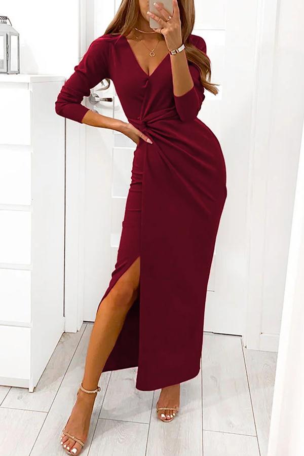 JO | Twist V Necl maxi dress with slit