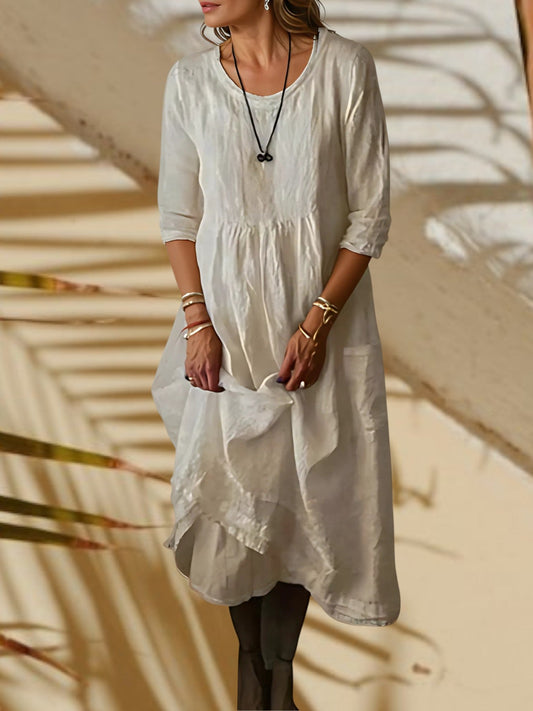 JO | Ladies midi dress with 3/4 sleeves and round neck