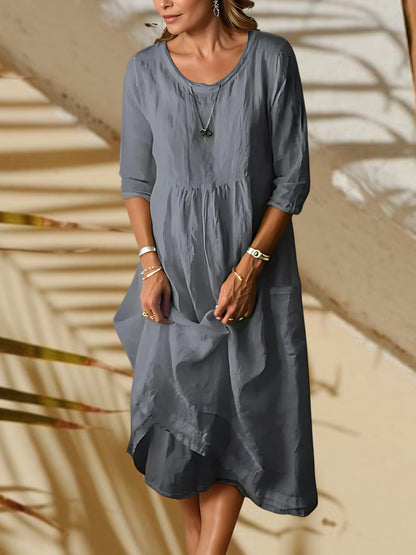 JO | Ladies midi dress with 3/4 sleeves and round neck