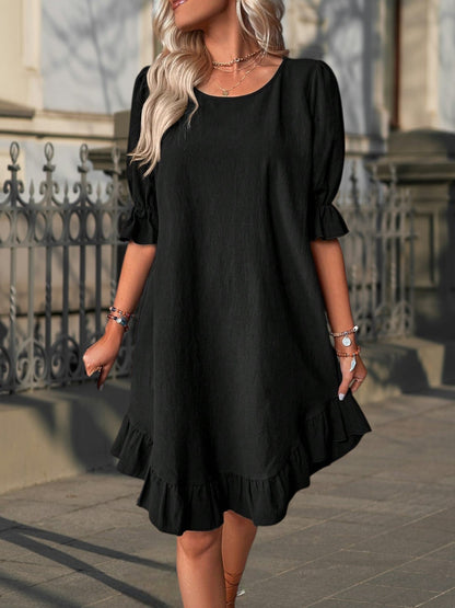 JO | Timeless women's midi dress made of high-quality material with an elegant fit and short sleeves