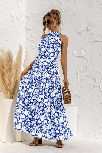 JO | Maxi dress with tie belt and colorful polka dot pattern
