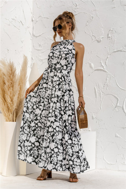 JO | Maxi dress with tie belt and colorful polka dot pattern