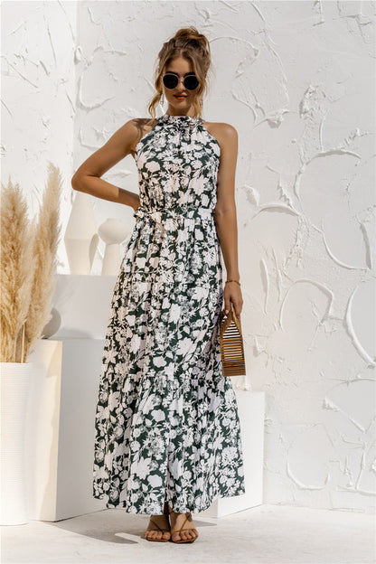 JO | Maxi dress with tie belt and colorful polka dot pattern