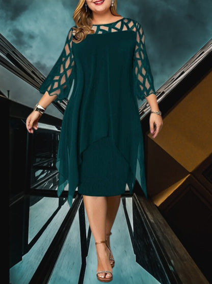 JO | Elegant plus size midi dress made of high-quality material for women, easy-care and versatile