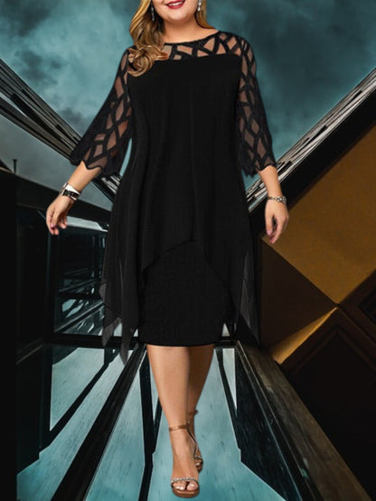 JO | Elegant plus size midi dress made of high-quality material for women, easy-care and versatile