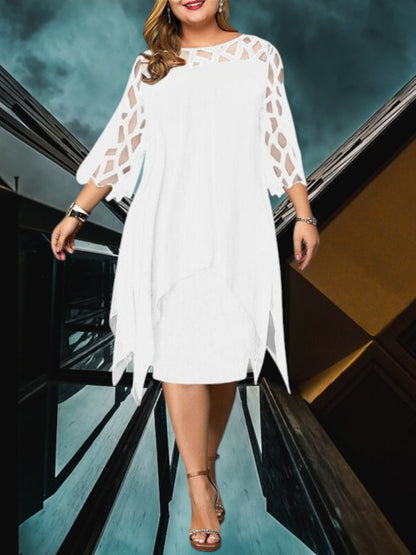 JO | Elegant plus size midi dress made of high-quality material for women, easy-care and versatile