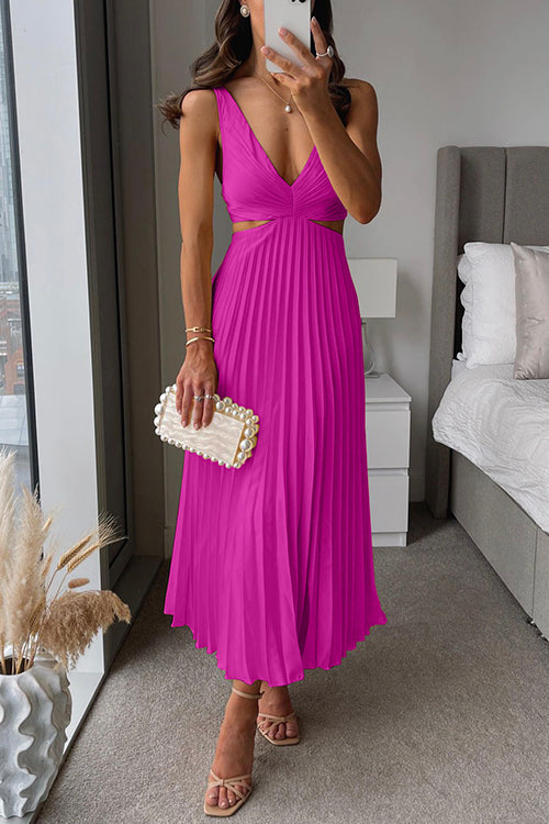 JO | V-neck pleated maxi dress
