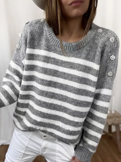 JO |Chic striped long sleeve sweater