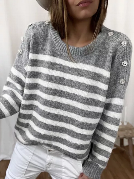 JO |Chic striped long sleeve sweater