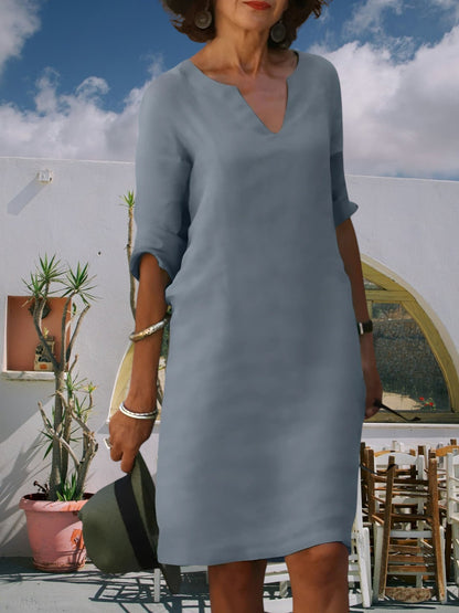 JO | Women's knee-length mini dress with V-neck and 3/4 sleeves