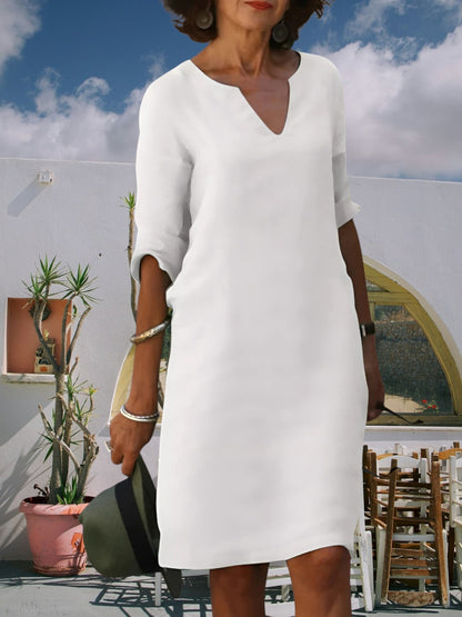 JO | Women's knee-length mini dress with V-neck and 3/4 sleeves
