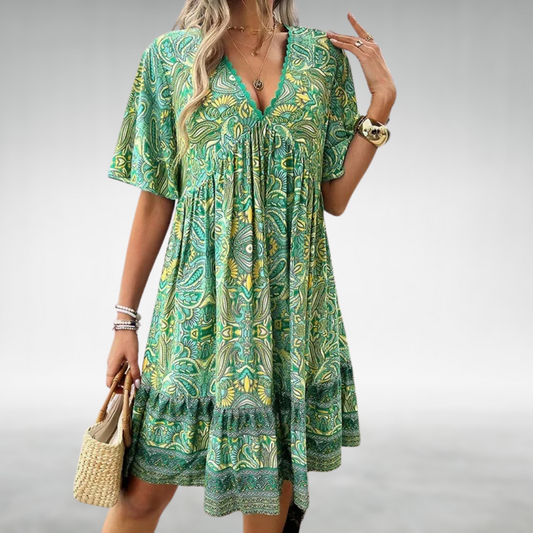JO | Summer Boho Paisley Print Mini Dress