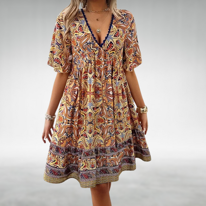 JO | Summer Boho Paisley Print Mini Dress
