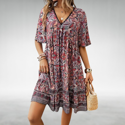 JO | Summer Boho Paisley Print Mini Dress