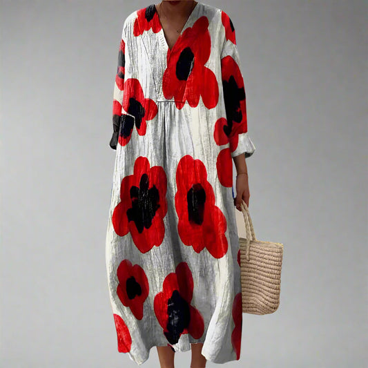 JO | Bold maxi-dress with poppy motif