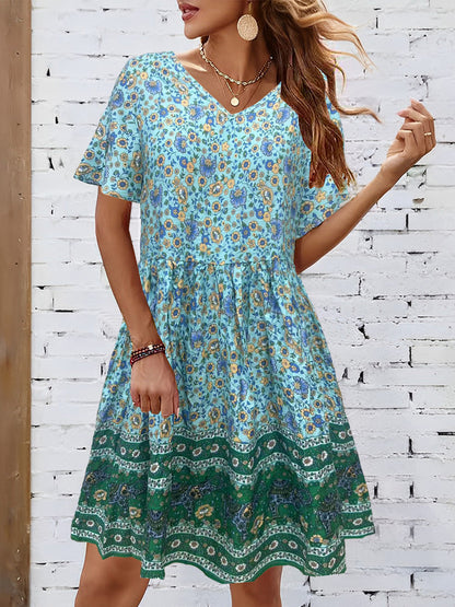 JO | Bohemian tie neck mini dress