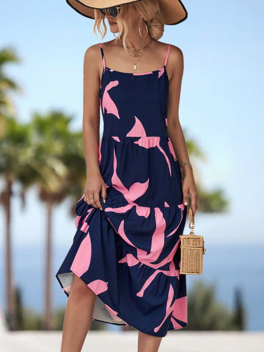 JO | Printed spaghetti strap midi dress