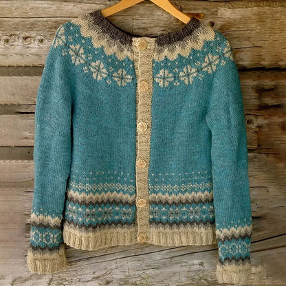 JO | Stylish, ethnic patterned sweater with buttons