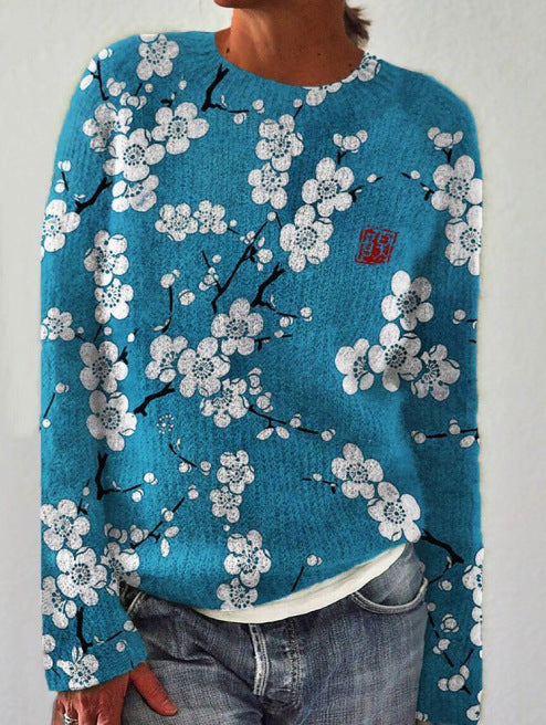 JO | Fashionable printed sweater with round neckline