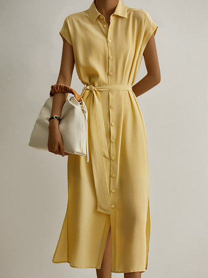 JO | shirt dress work collar button midi dress
