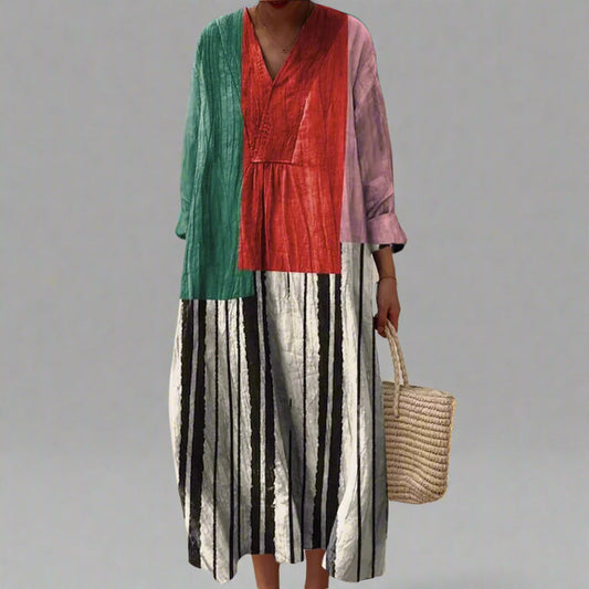 JO | colorblock striped cotton maxi dress