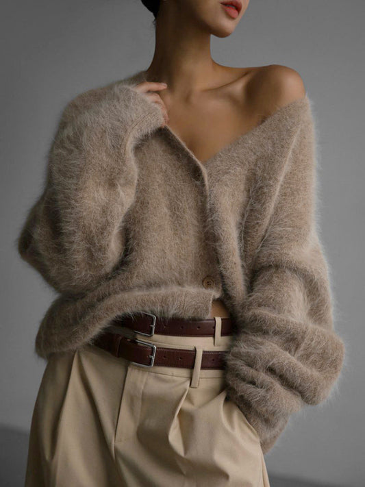 JO | Stylish loose button placket cardigan