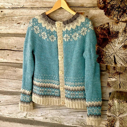 JO | Stylish, ethnic patterned sweater with buttons