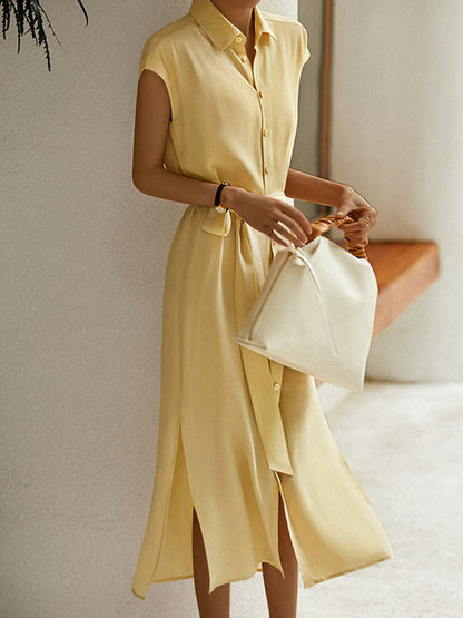 JO | shirt dress work collar button midi dress