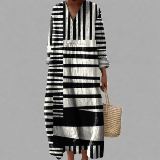 JO | Plain stripe flowing maxi dress