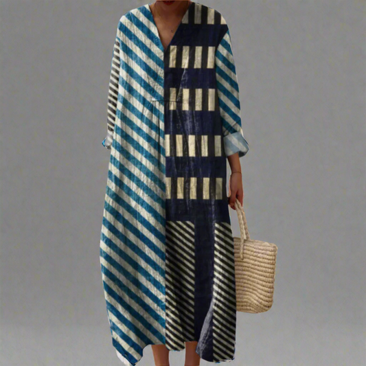 JO | Modern striped patchwork midi dress